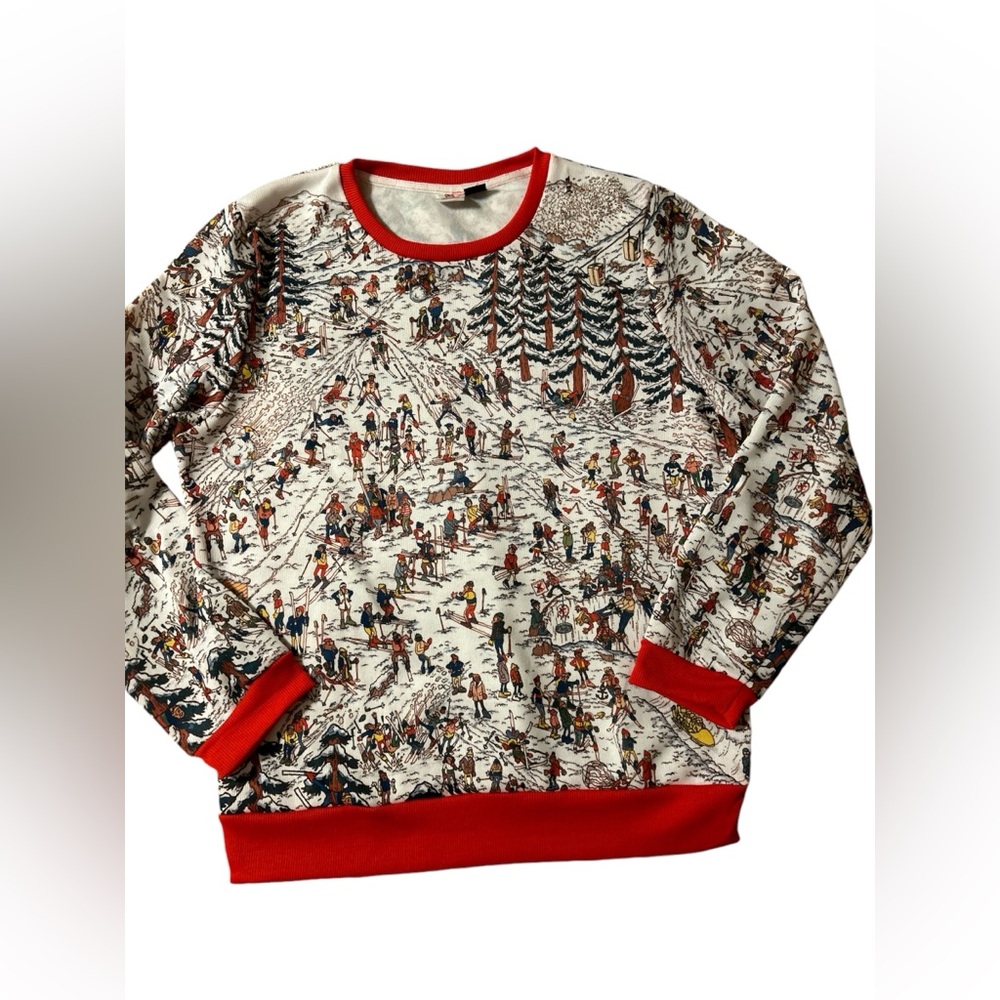 Where’s Waldo Crewneck Ugly Christmas Tree Sweater 2XL